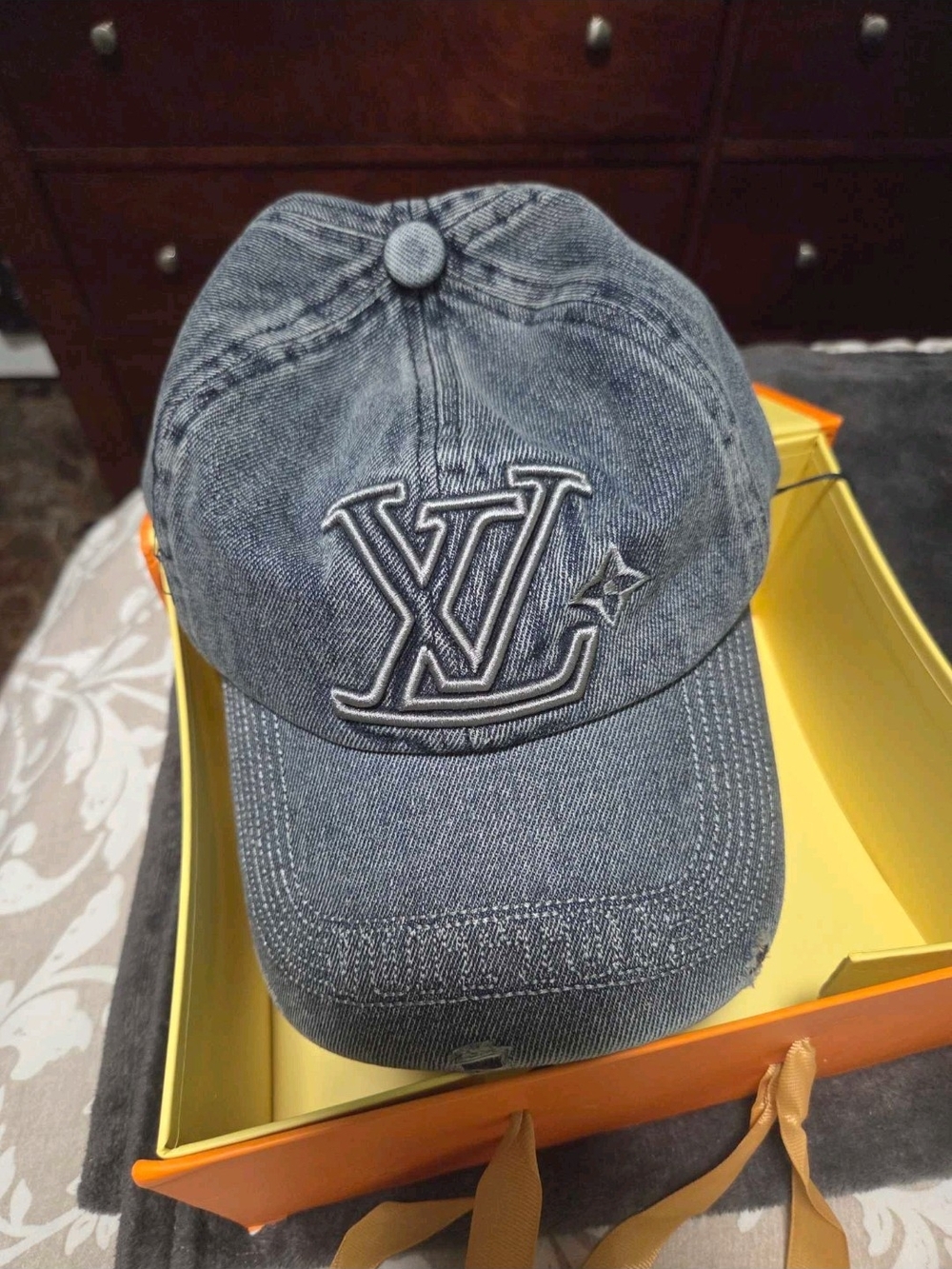 Louis Vuitton Denim LV Embroidered Baseball Cap - Gray